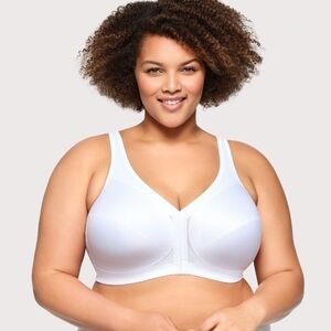Glamorise bra 48C white mesh Magiclift Posture Back front closure plus new $62